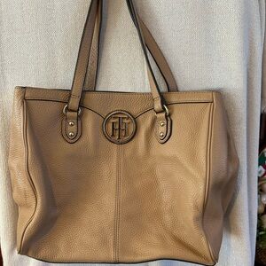 Tommy Hilfiger Tan Leather Tote Bag